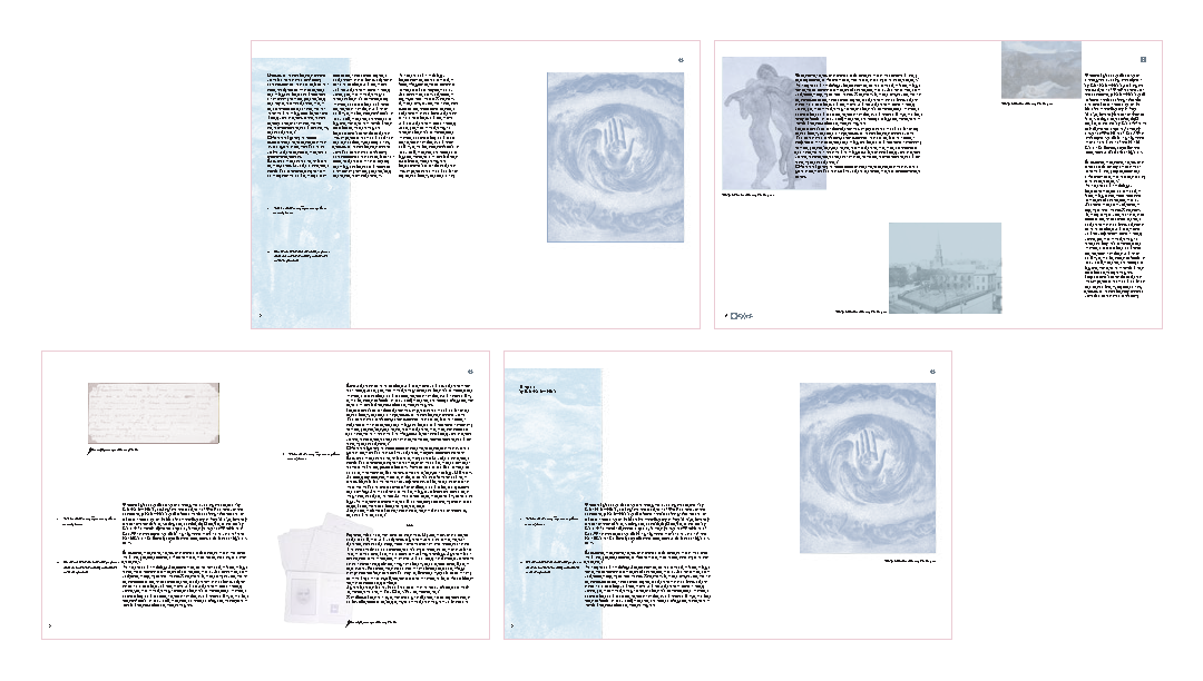 Proposed design for pages 8 and 9 of the Kahlil Gibran Co concept book, focusing on type and layout.