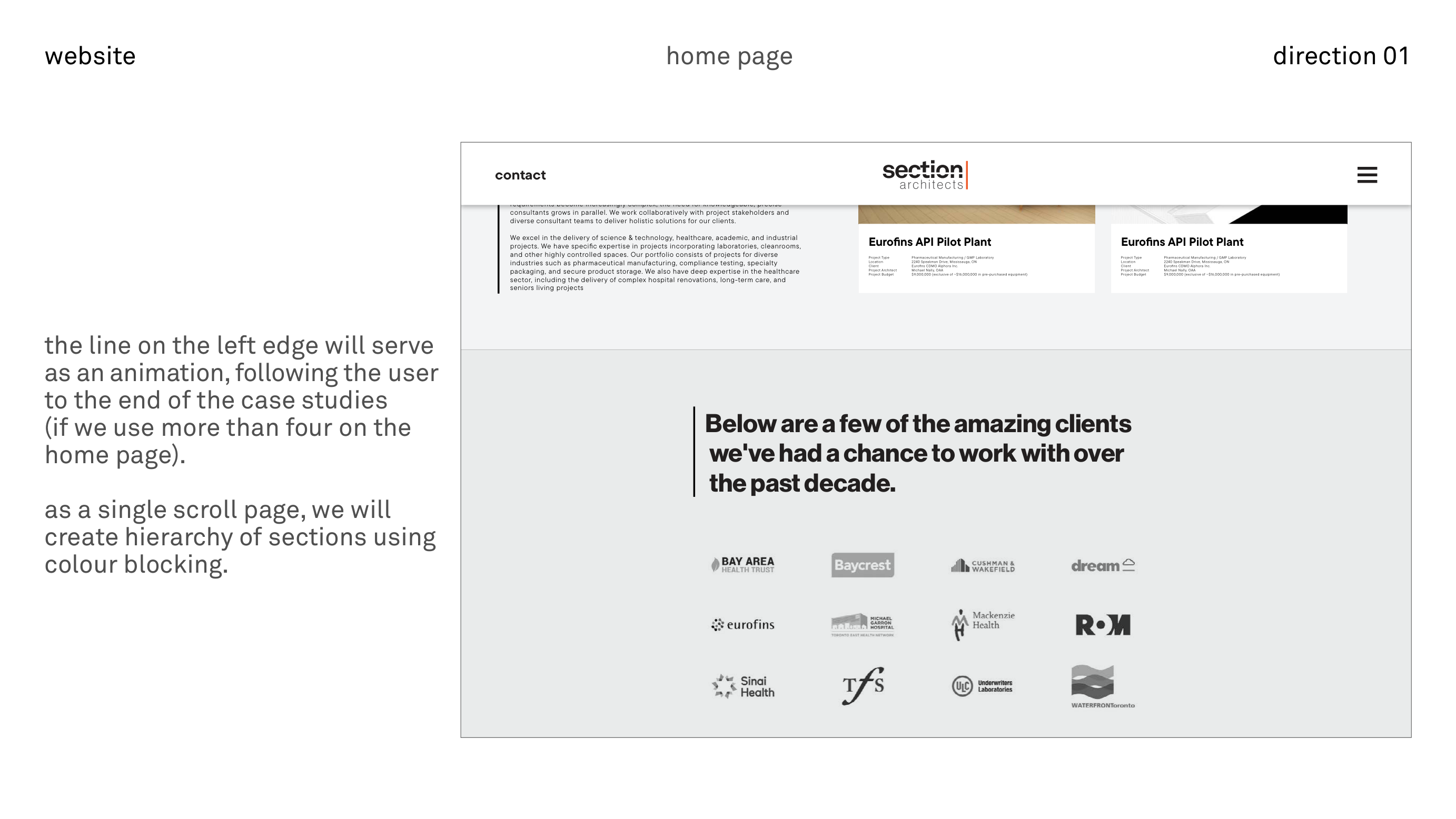 section architects website · home page direction 01