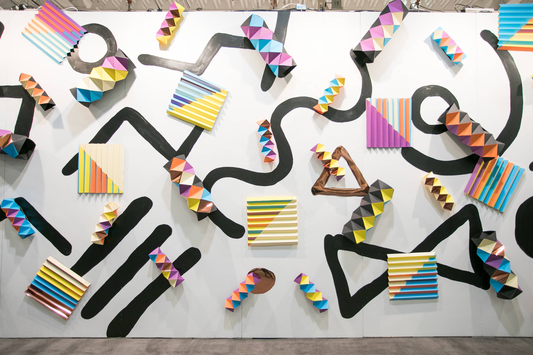 Artist Project installation with large environmental graphic and visitors on the floor.