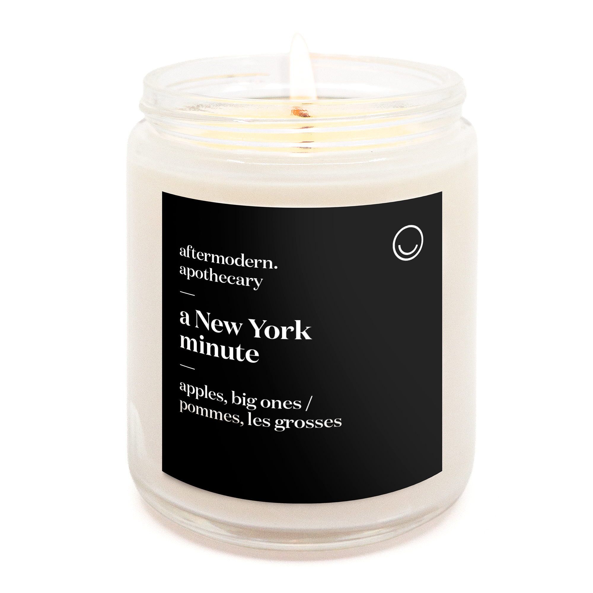 aftermodern.apothecary candle 'a new york minute' in a minimal black vessel.